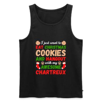 Christmas Chartreux Cat Cookies - Men's Premium Organic Tank Top - black - Front - AI Model Male 178 light (178cm)