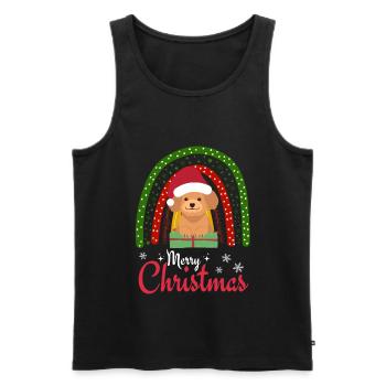 Joyeux Noël Caniche doux Kawaii - Débardeur bio Premium Homme - noir - Devant - Michal (187cm)