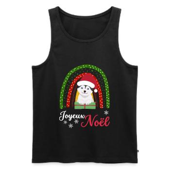 Weihnachten Süßer Husky Liebhaber Kawaii - Männer Premium Bio Tank Top - Schwarz - Vorne - Michal (187cm)
