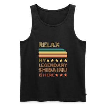 Relax my legendary Shiba Inu is here Retro - Men's Premium Organic Tank Top - black - Front - Michal (187cm)
