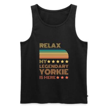 Relax my legendary Yorkie is here Retro - Men's Premium Organic Tank Top - black - Front - Michal (187cm)