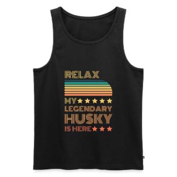 Relax my legendary Husky is here Retro - Men's Premium Organic Tank Top - black - Front - Michal (187cm)