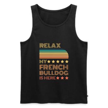 Relax my legendary French Bulldog here Retro - Men's Premium Organic Tank Top - black - Front - Michal (187cm)