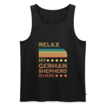 Relax my legendary German Shepherd is here Retro - Men's Premium Organic Tank Top - black - Front - Michal (187cm)