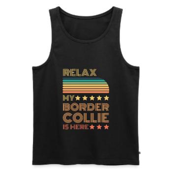 Relax my legendary Border Collie is here Retro - Men's Premium Organic Tank Top - black - Front - Michal (187cm)