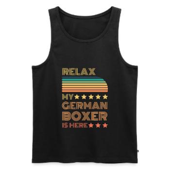 Relax my legendary Boxer is here Retro - Men's Premium Organic Tank Top - black - Front - Michal (187cm)