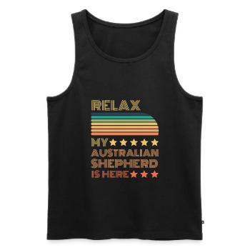 Relax my legendary German Shepherd is here Retro - Men's Premium Organic Tank Top - black - Front - Michal (187cm)
