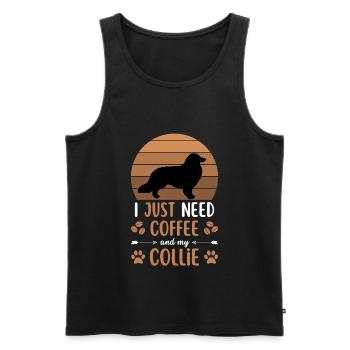 café colley café chien rétro - Débardeur bio Premium Homme - noir - Devant - Michal (187cm)