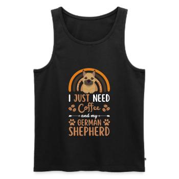 Sweet German Shepherd Coffee cafe kawaii - Men's Premium Organic Tank Top - black - Front - AI Model Male 178 light (178cm)