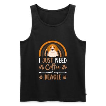 Cute beagle coffee dog cafe kawaii - Men's Premium Organic Tank Top - black - Front - AI Model Male 178 light (178cm)