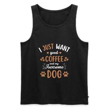 Chien & Café Chien Café - Débardeur bio Premium Homme - noir - Devant - Michal (187cm)