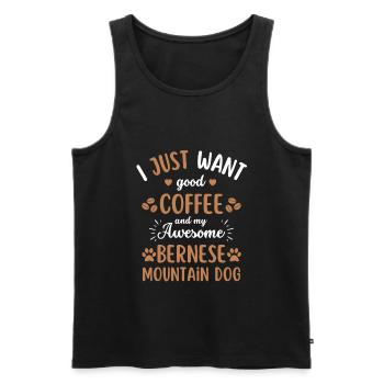 Bernese Mountain Dog Coffee Dog Cafe - Débardeur bio Premium Homme - noir - Devant - Michal (187cm)