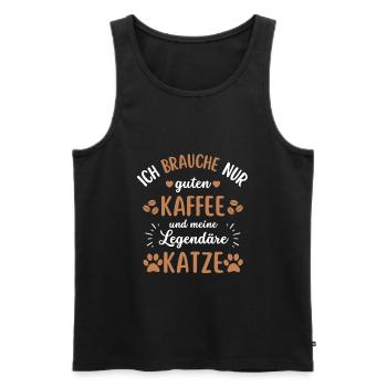 Katze & Kaffee Katze Cafe - Männer Premium Bio Tank Top - Schwarz - Vorne - Michal (187cm)