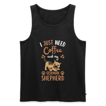 Sweet German Shepherd Coffee Cafe kawaii - Men's Premium Organic Tank Top - black - Front - AI Model Male 178 light (178cm)