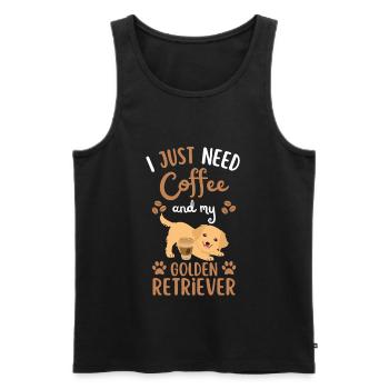 Sweet Golden Retriever Café Chien Café kawaii - Débardeur bio Premium Homme - noir - Devant - Michal (187cm)