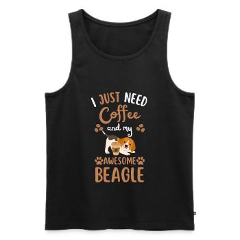 Sweet Beagle Coffee Dog Cafe kawaii - Men's Premium Organic Tank Top - black - Front - AI Model Male 178 light (178cm)