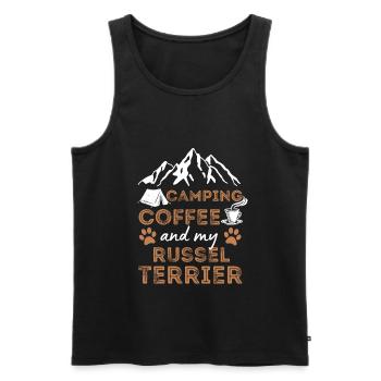 Russell Terrier Coffee Camping Dog Cafe - Men's Premium Organic Tank Top - black - Front - Michal (187cm)