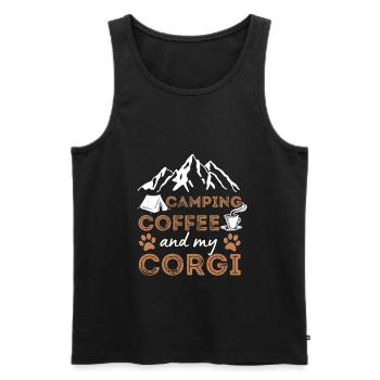 Welsh Corgi Coffee Camping Dog Cafe - Men's Premium Organic Tank Top - black - Front - Michal (187cm)