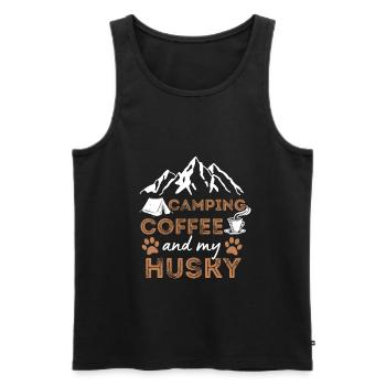 Husky Kaffee Camping Hund Cafe - Männer Premium Bio Tank Top - Schwarz - Vorne - Michal (187cm)