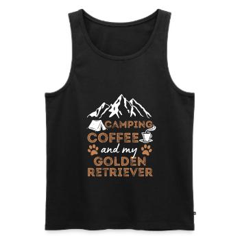 Golden Retriever Coffee Camping Dog Cafe - Men's Premium Organic Tank Top - black - Front - Michal (187cm)