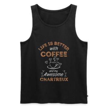 Carthusian Cat Coffee Cafe - Men's Premium Organic Tank Top - black - Front - Michal (187cm)