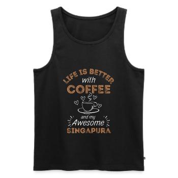 Café Singapura Cat - Débardeur bio Premium Homme - noir - Devant - Michal (187cm)
