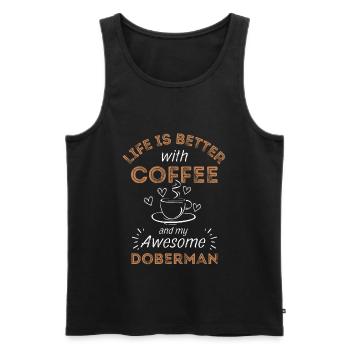 Dobermann Kaffee Hund Cafe - Männer Premium Bio Tank Top - Schwarz - Vorne - Michal (187cm)