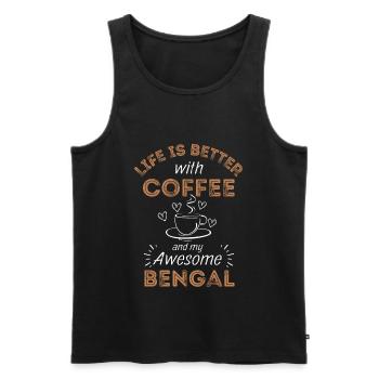 Café Bengal Cat Coffee - Débardeur bio Premium Homme - noir - Devant - Michal (187cm)
