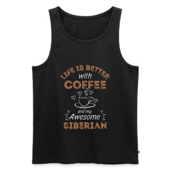 Café de chat sibérien - Débardeur bio Premium Homme - noir - Devant - Michal (187cm)
