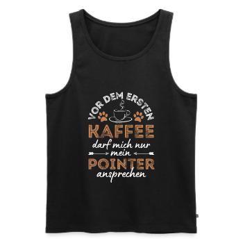 Deutsch Pointer Coffee Dog Cafe - Men's Premium Organic Tank Top - black - Front - AI Model Male 178 light (178cm)
