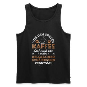 Belgian Shepherd Malinois Coffee Dog Cafe - Men's Premium Organic Tank Top - black - Front - Michal (187cm)