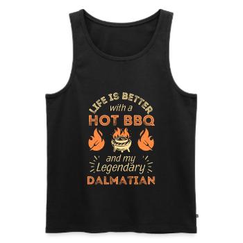 Grillades barbecue et amoureux des chiens dalmates - Débardeur bio Premium Homme - noir - Devant - AI Model Male 178 light (178cm)
