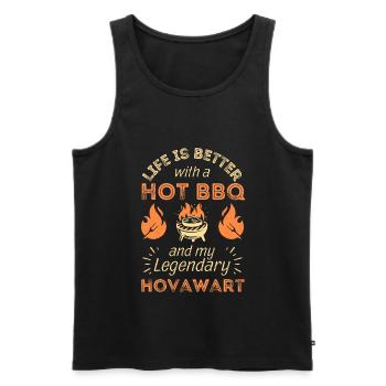 Barbecue pour les amateurs de Hovawart - Débardeur bio Premium Homme - noir - Devant - AI Model Male 178 light (178cm)