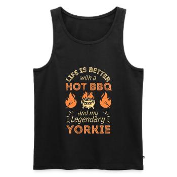 Grillades bbq pour les amateurs de Yorkshire Terrier - Débardeur bio Premium Homme - noir - Devant - Michal (187cm)