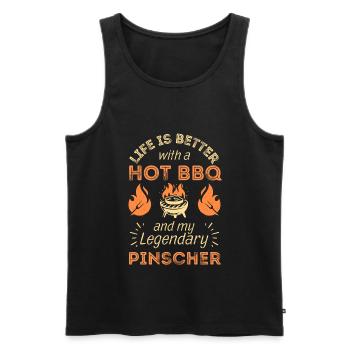 Grillades bbq pour les amateurs de Pinscher - Débardeur bio Premium Homme - noir - Devant - Michal (187cm)