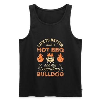 BBQ Grillen und Bulldogge Hunde Liebhaber - Männer Premium Bio Tank Top - Schwarz - Vorne - Michal (187cm)
