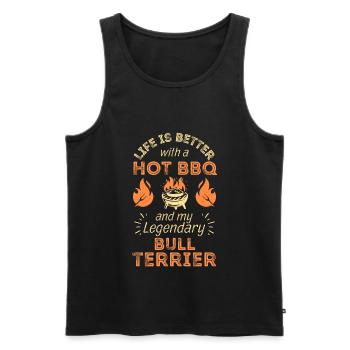 BBQ Grillen und Bullterrier Hunde Liebhaber - Männer Premium Bio Tank Top - Schwarz - Vorne - Michal (187cm)