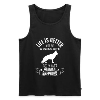 Life is better German Shepherd Retro Vintage - Men's Premium Organic Tank Top - black - Front - Michal (187cm)