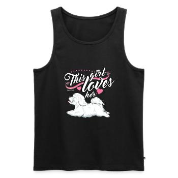 Coton De Tuléar Fille - Débardeur bio Premium Homme - noir - Devant - AI Model Male 178 light (178cm)