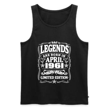 Les légendes sont nées en avril 1961 - Débardeur bio Premium Homme - noir - Devant - Michal (187cm)