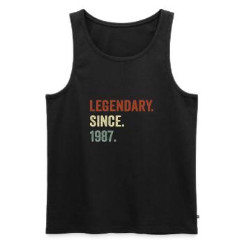 Legendary since 1987 cadeau 1987 - Débardeur bio Premium Homme - noir - Devant - AI Model Male 178 light (178cm)
