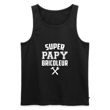 T-shirt super papy bricoleur - Débardeur bio Premium Homme - noir - Devant - Michal (187cm)