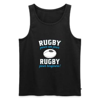 Rugby pour un jour, rugby pour toujours ! - Débardeur bio Premium Homme - noir - Devant - Michal (187cm)