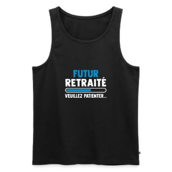 Futur retraité veuillez patienter - Débardeur bio Premium Homme - noir - Devant - Michal (187cm)