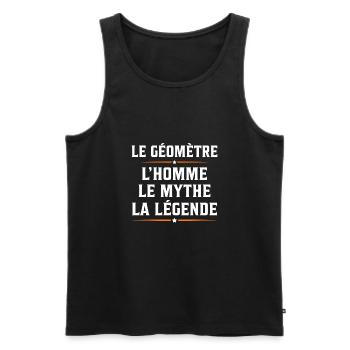 Géomètre topographe l'homme le mythe la légende - Débardeur bio Premium Homme - noir - Devant - Michal (187cm)