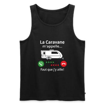 La caravane m'appelle...faut que j'y aille! - Débardeur bio Premium Homme - noir - Devant - Michal (187cm)