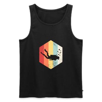 Taucher Geschenk Retro Taucher Tauchen - Männer Premium Bio Tank Top - Schwarz - Vorne - Michal (187cm)
