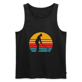 Retro Golf T-Shirt Golf - Männer Premium Bio Tank Top - Schwarz - Vorne - AI Model Male 178 light (178cm)