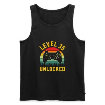 35th Birthday gamer t shirt level 35 complete - Men's Premium Organic Tank Top - black - Front - Michal (187cm)