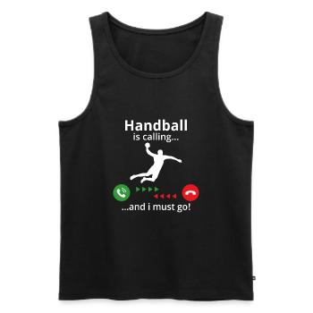 handball is calling and i must go! for handballer - Männer Premium Bio Tank Top - Schwarz - Vorne - AI Model Male 178 light (178cm)